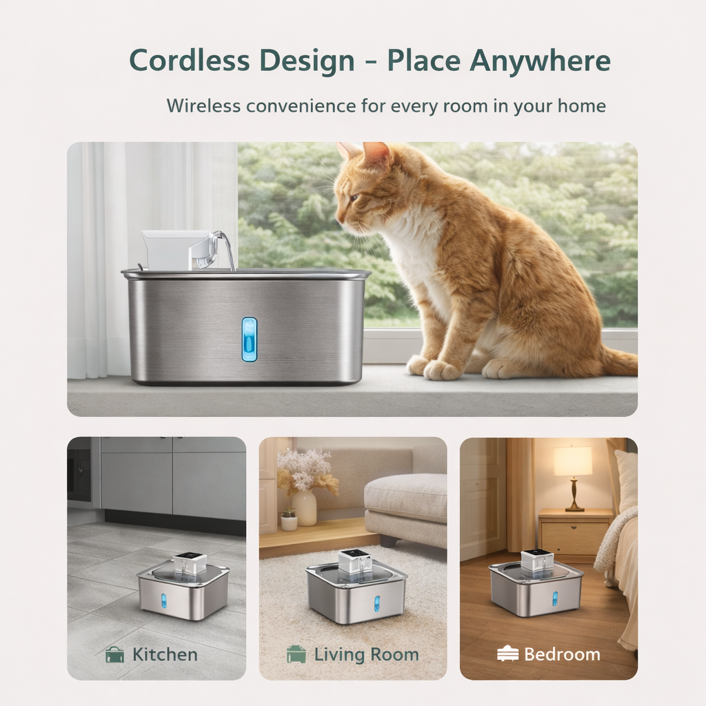 Fontaine à eau intelligente pour animaux de compagnie en acier inoxydable de 7 L, activée par le mouvement
