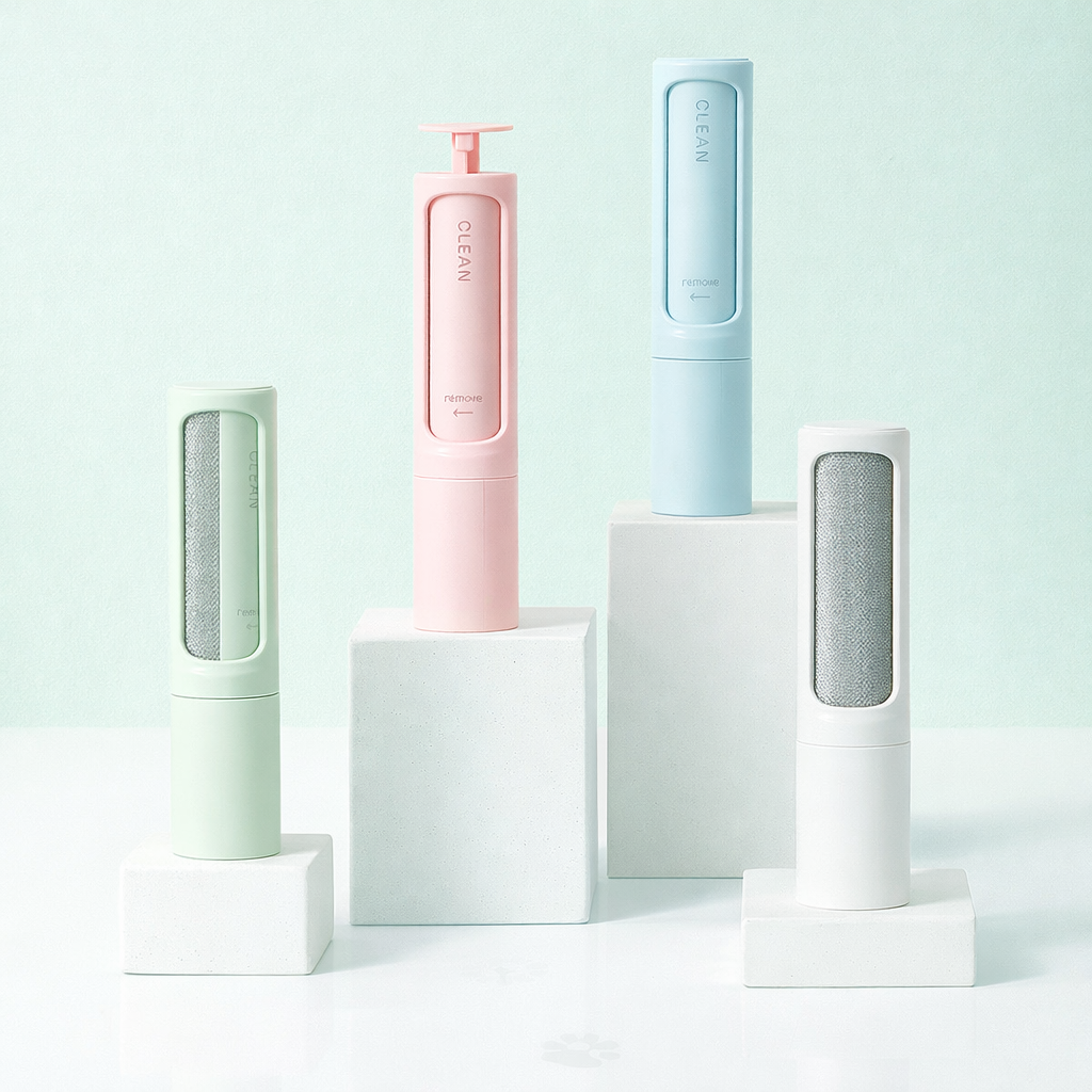 Brosse autonettoyante pour poils d'animaux - Rouleau anti-peluches portable 