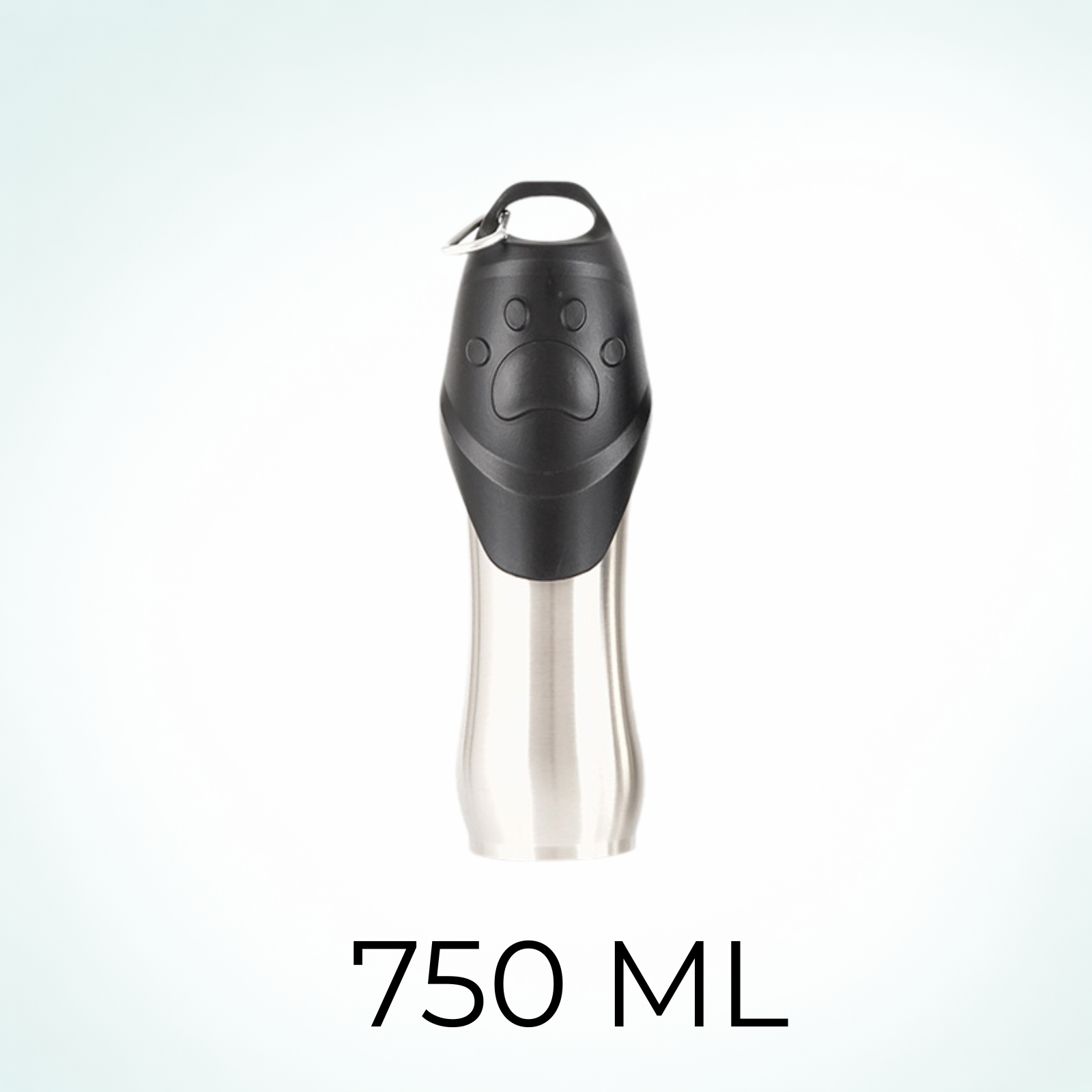 Gourde pour chien en acier inoxydable, idéale pour les voyages, avec gobelet intégré.