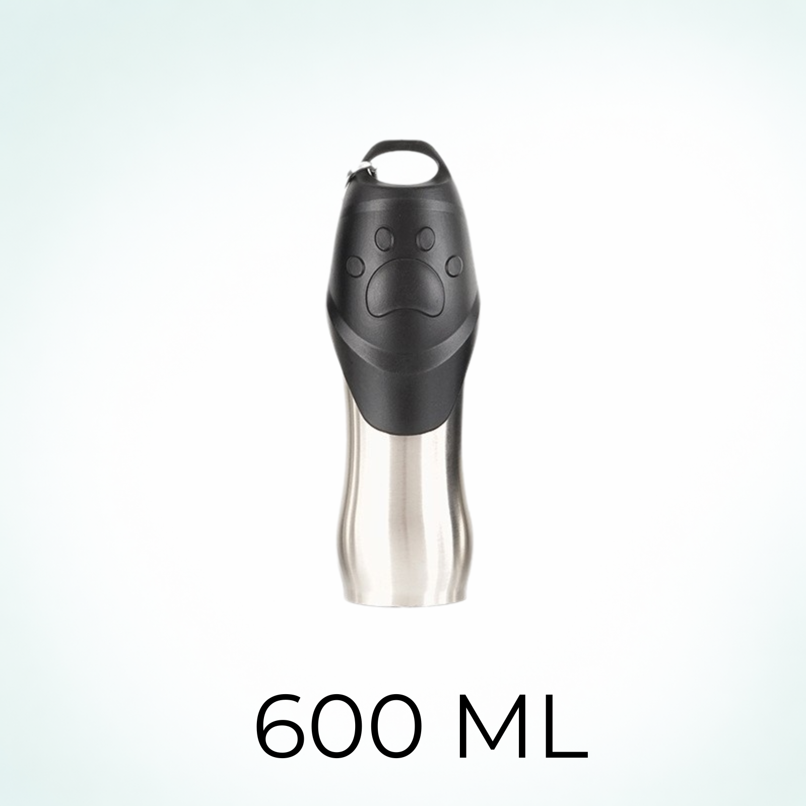 Gourde pour chien en acier inoxydable, idéale pour les voyages, avec gobelet intégré.