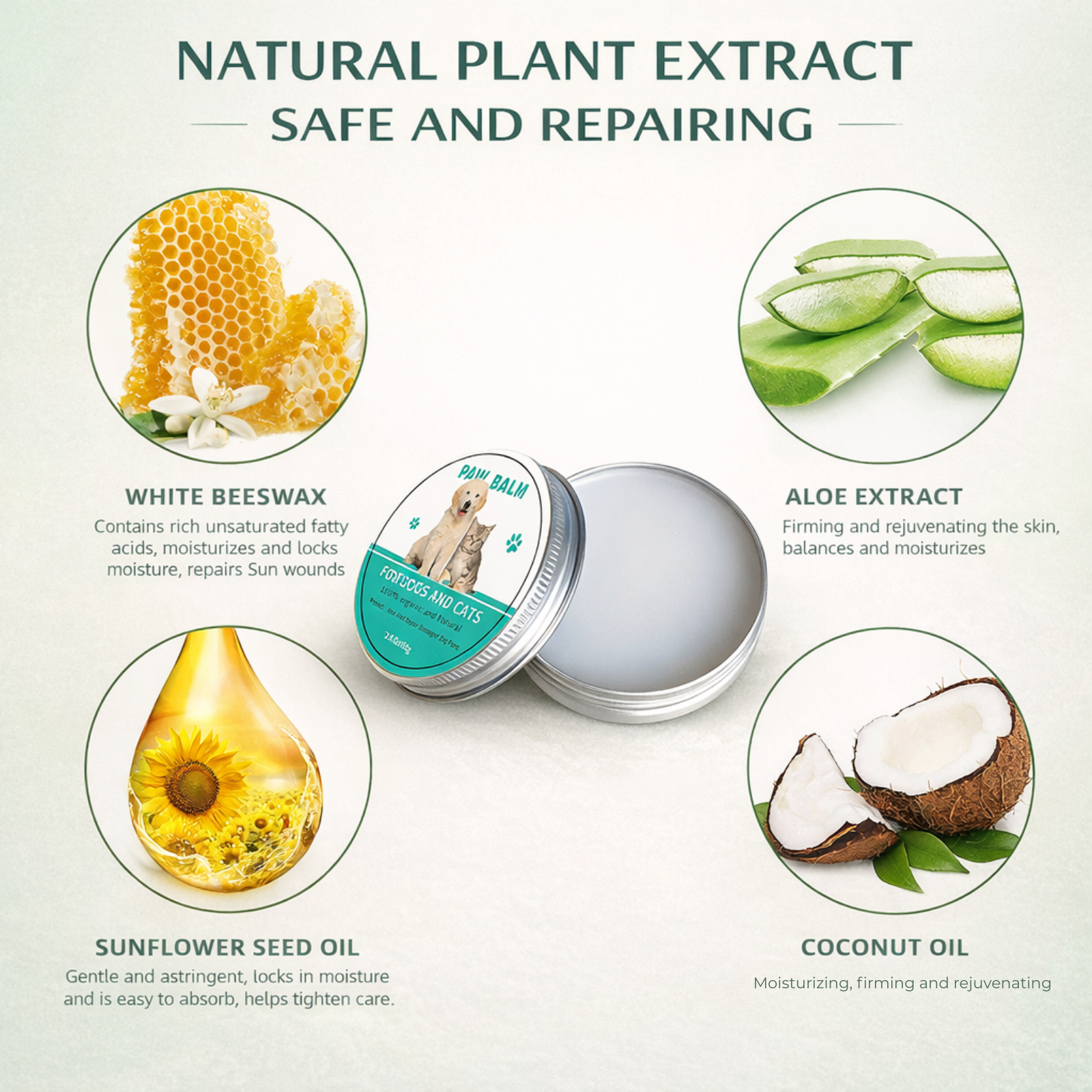 Baume réparateur naturel pour pattes de chiens et de chats 