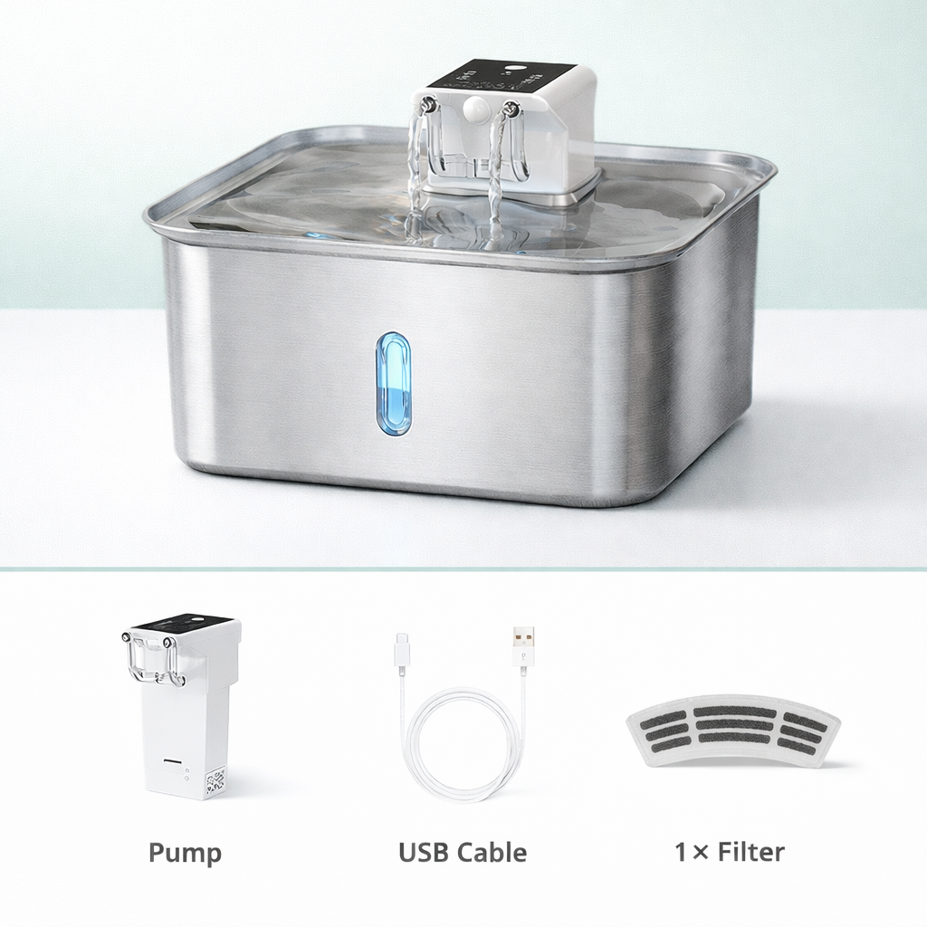 Fontaine à eau intelligente pour animaux de compagnie en acier inoxydable de 7 L, activée par le mouvement