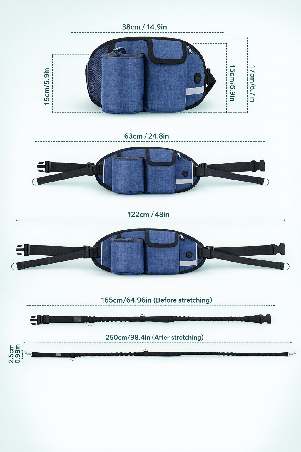 Sac banane tout-en-un pour promener et dresser son chien en mains libres 