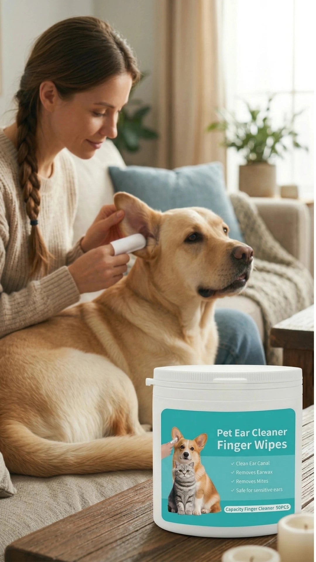 Lingettes auriculaires pour animaux de compagnie