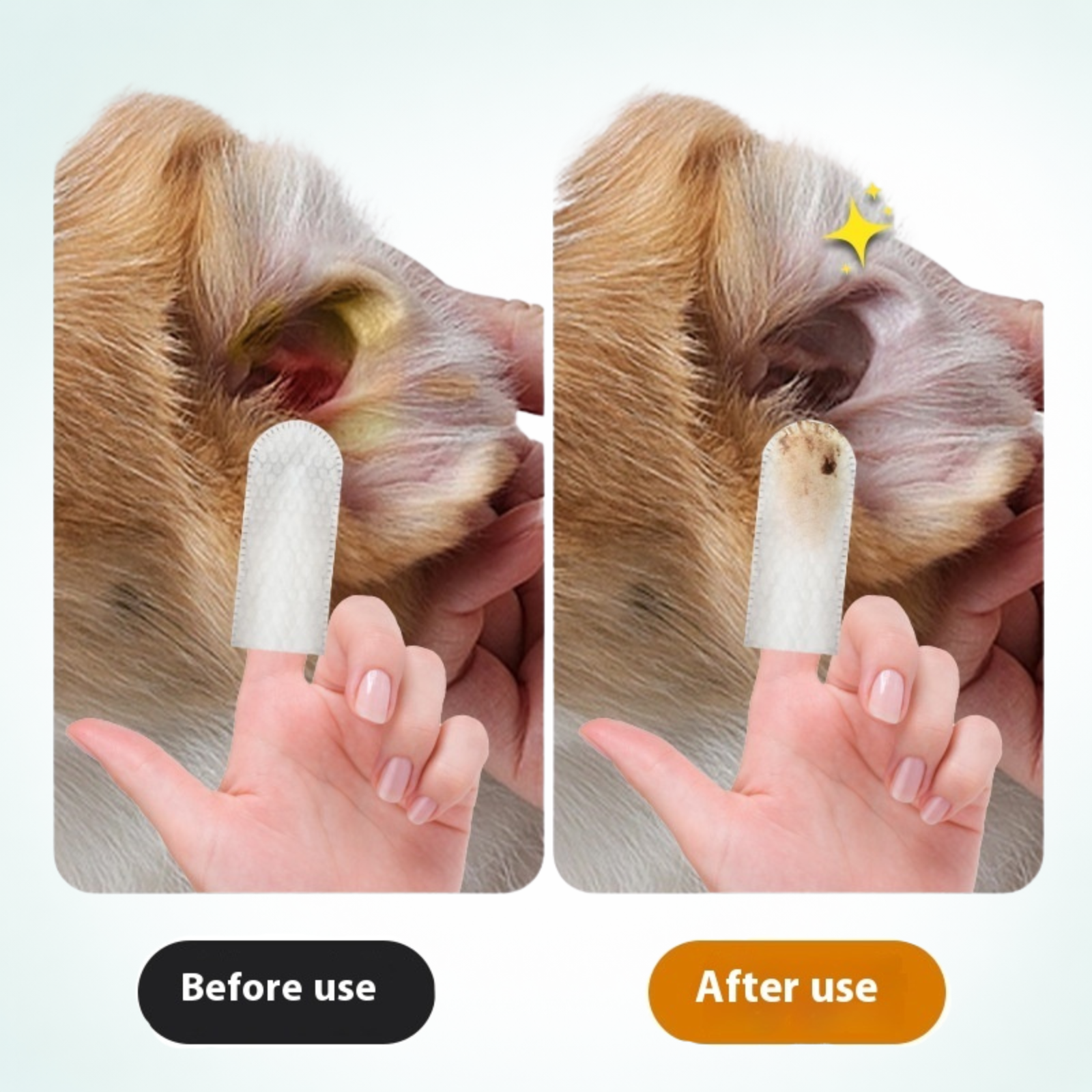 Lingettes pour les oreilles et les dents des chiens et des chats 