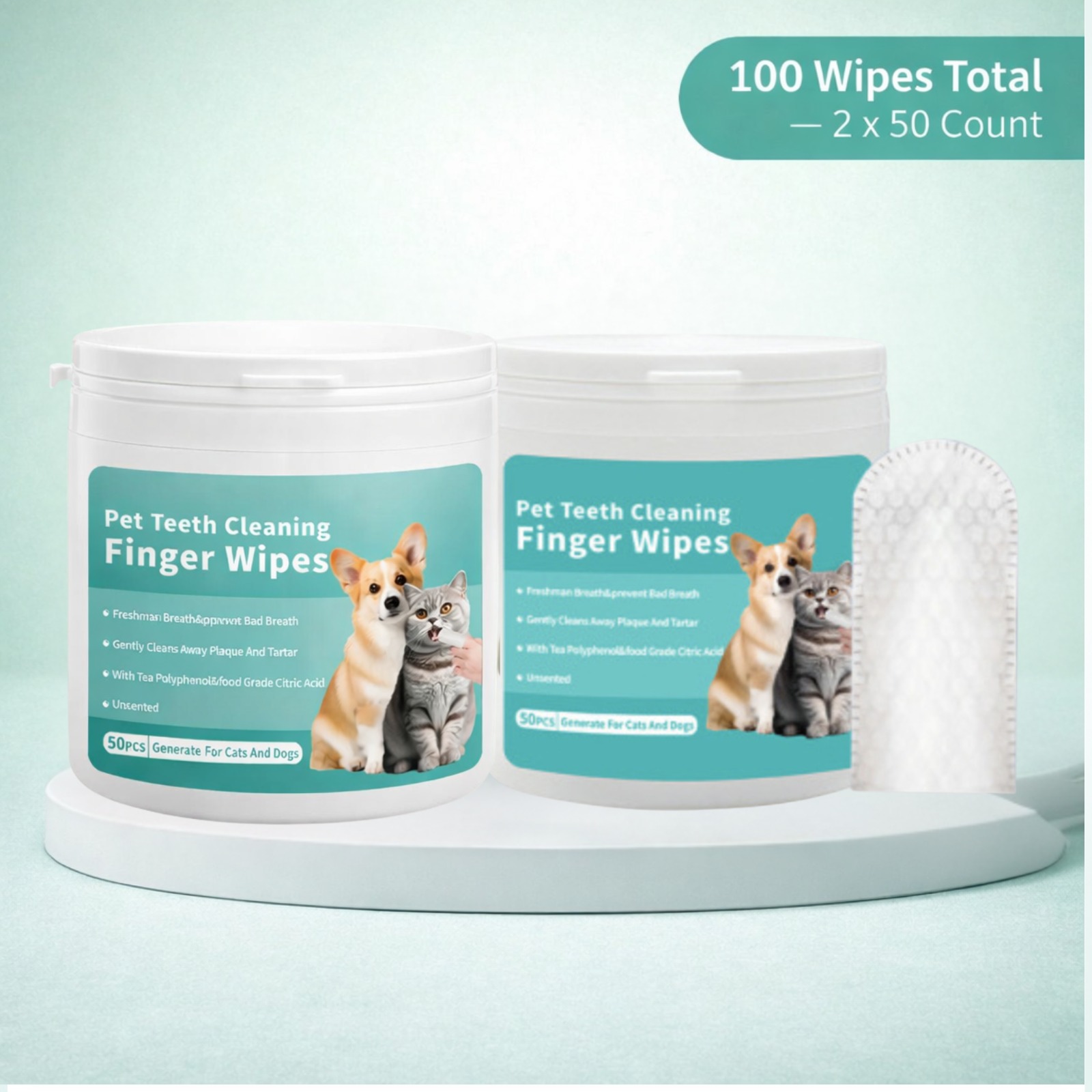 Lingettes pour les oreilles et les dents des chiens et des chats 