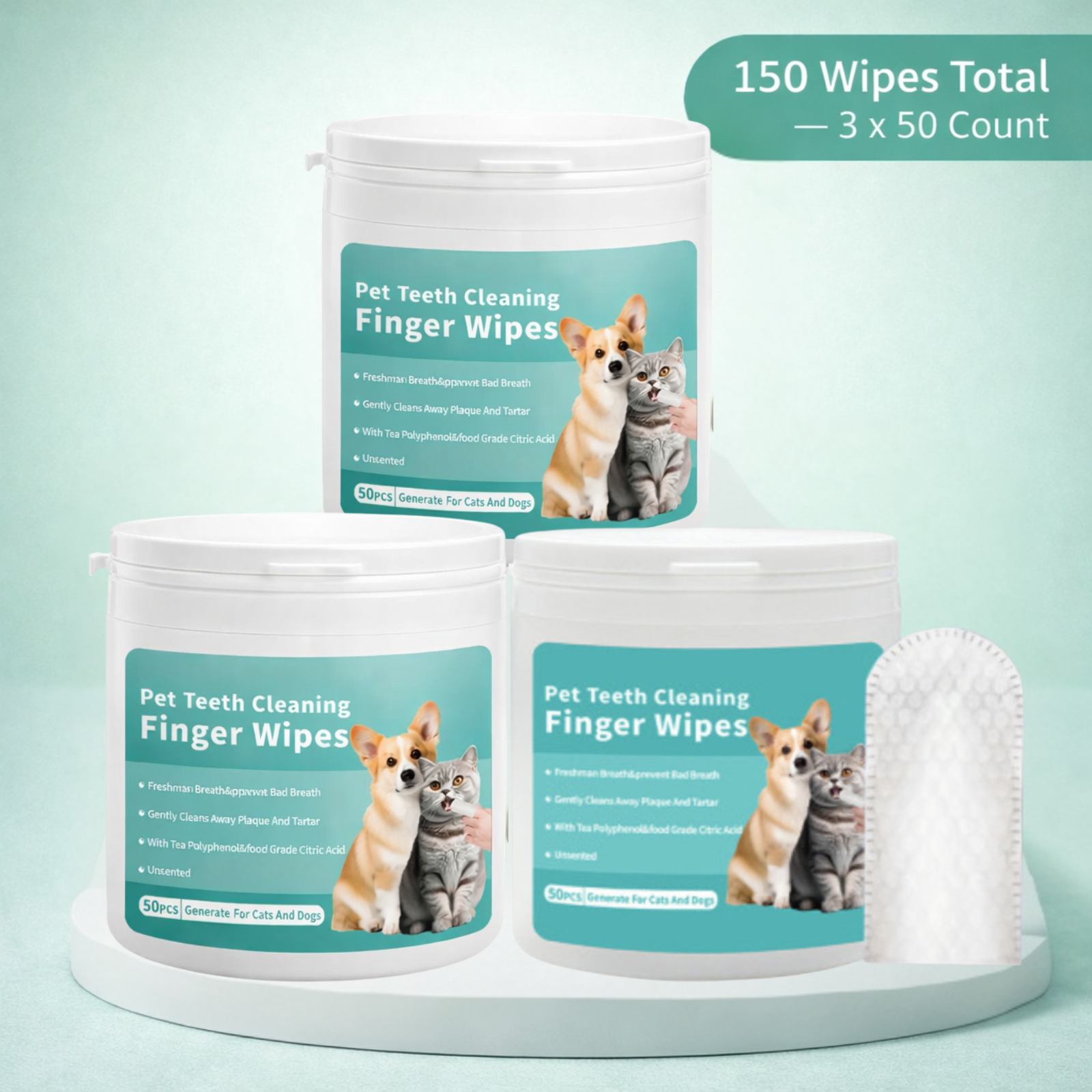 Lingettes pour les oreilles et les dents des chiens et des chats 