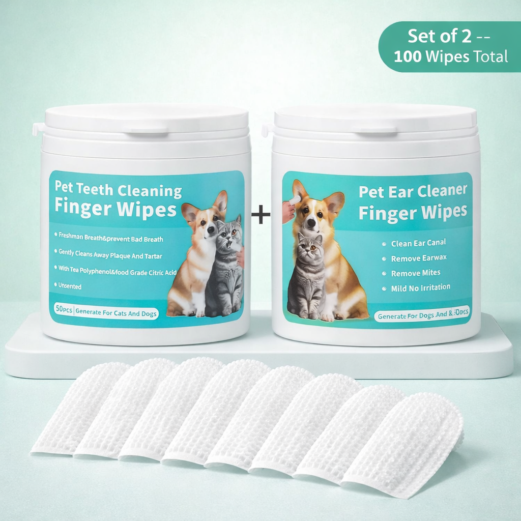 Lingettes pour les oreilles et les dents des chiens et des chats 