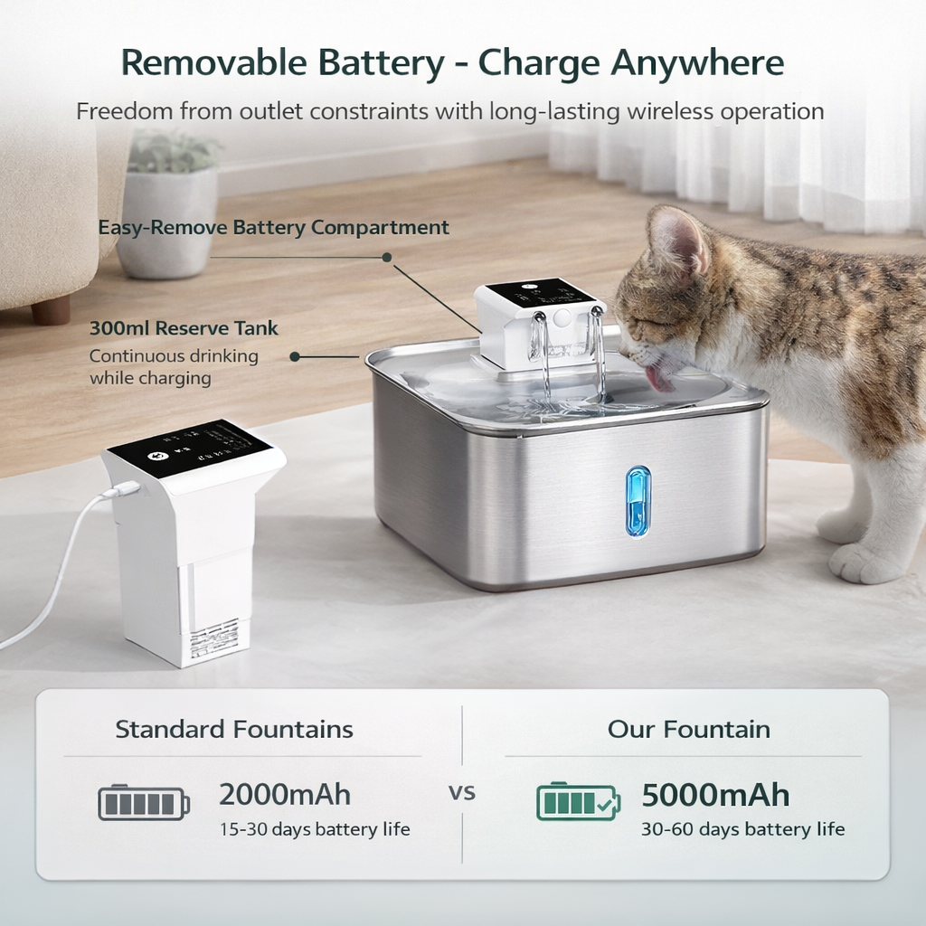 Fontaine à eau intelligente pour animaux de compagnie en acier inoxydable de 7 L, activée par le mouvement